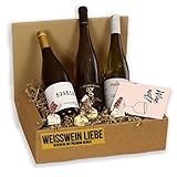 Wein Geschenk Premium Weißwein | Probierpaket gefüllt mit italienischen Pralinen und 3 Weißweinen | Präsentkorb für Frauen & Männer | Geschenkset | Geschenkidee Wein Schok