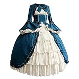 Dasongff Steampunk Cocktailkleid Mini Kleider Damen Herbst Winter Maxi-Kleid Mittelalter Gothic Retro Patchwork Retro Gothic Spitze Trompete Ärmel Kleidung Party Ballk