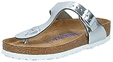 BIRKENSTOCK Damen Gizeh SFB Leather Zehentrenner, Metallic Silver 1003674, 39 EU