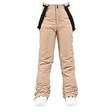 MianYaLi Outdoor Wanderhose,Outdoor Wanderhose,Outdoorhose Damen Cargo Freizeithose Verstellbarer Bund mit Verstellbaren Hosenträgern Wasserdicht Winter (Kaffee, S)