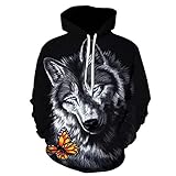 3D-Druck Hoodies Herren Casual Tiermuster Kapuzenpullover Langarm Pullover Unisex Herbst Kleidung, Df2, L