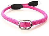 Leisegrün Hundehalsband Paracord | Verstellbares Hunde Halsband aus Nylon mit Zugstopp | Bis 52 cm Umfang | Pink Rosa R