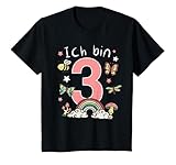 Kinder Mädchen Ich bin 3 Jahre alt 3. Geburtstag Schmetterling T-S