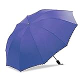 XJYJF Faltschirme 10-Rib Große Größe Regenschirm Faltgefalte Geschäftsregenschirm for Männer Und Frauen Sun Regen Regenschirm Reise Regenschirm ，Sonnenschutz (Color : Blue, Size : Free)