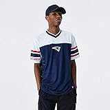 New Era Jacquard Oversized Mesh Tee Neepat T-Shirt England Patriots Herren, Herren, 12485733, Dunkelblau, XS