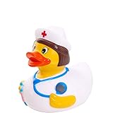 BUTLERS Bubble Babe Badeente Krankenschwester 8,5x7x9 cm - Gelbe Quietscheente aus Kunststoff - Gummiente, Spielzeug