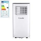 Corodo 4 in 1 Mobile Klimaanlage – Kühlen, Ventilator, Luftentfeuchter, Schlafmodus – 7000 BTU/h Kühlung – lokales Klimagerät mit Fernbedienung und 24h Timer, Abluftschlauch, Fensterabdichtungs-S