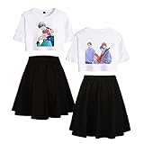 AHDSJDG Given Zweiteiliger Anzug Kurzarm Sieben Punkte T-Shirts + Rock Freizeit Mode Outfits für Kurzarm Atmungsaktiv Rock Sommer Pyjama Sportbekleidung Frauenkleidung Comics Cosplay