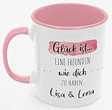 Personalisierte Kaffee-Tasse (Glück ist...) mit eigenen Wunschname. Für die Beste Freundin Tasse (Beste Freundin #2, Rosa/Rosa)