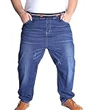 Heheja Herren Freizeit Jeanshosen Hohe Taille Denim Hose Übergröße Elastizität Jeans Blau 8XL