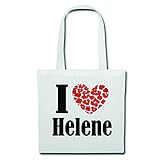 Tasche Umhängetasche I Love Helene Einkaufstasche 38x42cm Höhe 70 mit Tragegurt 70cm in Weiß Schulbeutel Turnbeutel #Jutebeute #Rucksack #Beutel #Handgepäck #Reisegepäck