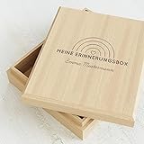 sendmoments Box für Erinnerungen, Kleiner Regenbogen, personalisierte Holzbox (113x130 mm) mit Namensgravur für schöne Erinnerungen, Platz für Fotos & Erinnerungsstücke, Geschenk, Mitbring