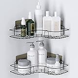 Duschregal Eckregal, Badezimmer Regal, Duschablage Ohne Bohren Rostfrei Eckregal Metall, Duschwanne Aufkleber für die Bad, Küchenablage, Badezimmer-Zusatz-anhaftender, Schwarz 2 Stück