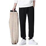 Jogginghose Herren Gefüttert Freizeit Hose Warme Trainingshose für Männer Casual Sporthose Basics Sweathose High Waist Baumwollhose Fitness Hosen Sportlich Jogger Fleece Hosen mit T