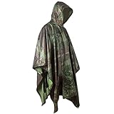 Mture Wasserdichter Regenponcho, 3-in-1 Multifunktionales Regencape zum Camping Wandern Regencape Rad-Regenponcho Camouflage Regenponcho für Erwachsene, Männer/F