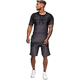 Männer Trainingsanzug mit Farbverlauf im Sommer, 2-Teiliges Männer T-Shirt Shorts Outfit Sportanzug Oversize Männer Kurzarm-Shorts-Anzug Tshirt Kurze Hose Freizeitanzüge für Fitness Gym Running