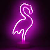 ZWOOS Neonlicht für Schlafzimmer - LED Leuchtschilder angetrieben von Batterie oder USB - Neonschild für Wand - Leuchtreklame für Party, Bar (Flamingo)