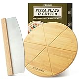 Pizzabrett aus Holz mit Pizzaschneider - 2er-Set - Pizzamesser aus Edelstahl mit scharfer Kling