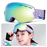 JustSports1 Skibrille Kinder Anti-Fog Anti-Glare Ski Snowboardbrille Outdoor-Sport-Maskenbrille für F