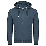 riverso Herren Kapuzenjacke RIVNils Sweatjacke Sweatshirt Kapuzenpullover Hoodie Kapuze Reißverschluss Basic Einfarbig Baumwolle Blau L, Größe:L, Farbe:Navy (19400)