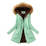 BUZHIDAO Winterjacke Damen mit Fellkapuze Warm Gefüttert Lange Jacke Frauen Winter Mantel Parka Wintermantel Daunenjacke Winterparka Overcoat Kapuzenjack