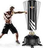 Boxsack Stehend 181cm Freistehender Standboxsack, 2021 Version-Schwerer Boxsack-Ständer, Metall Frühling-Basis mit Versenkbarer Saugnapf 13pcs, MMA Boxpartner Hochleistungs Sack für Profis/Anfäng