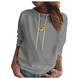 Yuwegr Sweatshirt Damen Ohne Kapuze Langarm Casual Sport Pullover Basic Rundhals Sweater Sweatshirts(Grau,S)