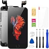 FLYLINKTECH Für iPhone 6s Display Schwarz, Ersatz Für LCD Touchscreen Digitizer vormontiert mit Home Button, Hörmuschel, Frontkamera Reparaturset Komplett Ersatz Bildschirm mit Werkzeug