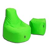 BuBiBag Sitzsack Stillkissen Set Kissen Lounge Gamer Sitzsack Sessel original Sitzkissen In & Outdoor geeignet fertig befüllt in 32 Farben (neongrün)