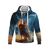 YDyun Herren Langarm Kapuzenshirt Mit Kapuze Männer Pullover in Vielen Farben Tigerkopf Persönlichkeit Tiermuster 3D
