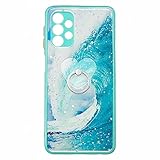 Miagon Bling Glitzer Funkeln Hülle für Samsung Galaxy A32 5G,Handyhülle Modedesign Hart PC Zurück Bumper Schutzhülle mit 360 Ring Ständer,M