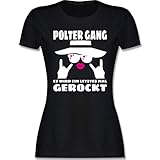 JGA Junggesellenabschied Frauen - Polter Gang Frauen - Fuchsia/weiß - L - Schwarz - schwarz weiß Tshirt - L191 - Tailliertes Tshirt für Damen und Frauen T-S