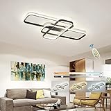 Wohnzimmerlampe LED Deckenleuchte mit Fernbedienung Deckenlampe Schlafzimmerlampe Modern Rechteckig Design Decke Lampen Farbwechsel Dimmbar Esszimmer Büro Metall Acryl Innenbeleuchtung Schwarz 90