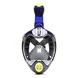 L-ROM Vollgesichts-Schnorchelmaske Dry Top Schnorchel Schnorchelausrüstung, 180 ° Panorama-Ansicht Schwimmmaske Anti-Fog Anti-Leck mit Kamerahalterung für Erwachsene und Jug