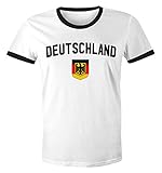 Klassisches Herren WM-Shirt Deutschland Flagge Retro Trikot-Look Fan-Shirt weiß-schwarz L