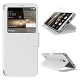 N NEWTOP Schutzhülle kompatibel mit Huawei Ascend Mate 7, HQ Windows Benachrichtigungen Display Antwort Fenster Schutzhülle Buch Flip Magnetic Kunstleder Stand Schutzhülle (Weiß)