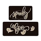 Artoid Mode Spooky Spider Web Gosts Boo Dekorative Küchenmatten Set von 2 Stück, saisonale Halloween Urlaub Party Low-Profile Bodenmatte für Zuhause Küche – 43,2 x 73,2 cm und 43,2 x 129,2