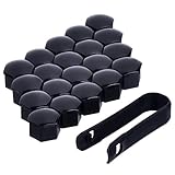 20 Stücke Rad Mutter Cap Universal Reifen Mutter Covers mit Entfernung Werkzeug für Autos, Schwarz (17 mm)