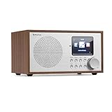 auna Silver Star Mini Internetradio - DAB+/UKW WLAN Radio, Webradio mit 8 Watt RMS Leistung, USB, AUX-In, Line-Out, 2,8'' HCC-Display, Weckfunktion, inkl. Fernbedienung, E