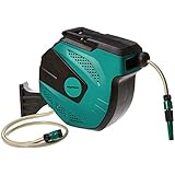 Amazon Basics - Schlauchtrommel zur Wandmontage, mit Schlauch, automatische Aufrollung, 15