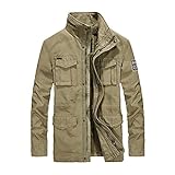 Liu Song Marke Military Jacke Herren Herbst Winter Outwear Baumwolle Cargo Multi-Pocket Mittellange Mäntel Herren - Khaki,XL