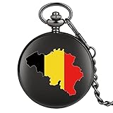 Retro Belgien Belgische Flaggen und Banner Nationalflagge Land Quarz Taschenuhr Mode Schwarz Gelb Rot Belgische Flagge Souvenir Uhr nur Uhr,SSS