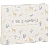 mintkind® „Meine Schulfreunde“ Freundebuch für Mädchen und Jungen – Freundschaftsbuch für die Grundschule | Geschenk zur Einschulung | Schulfreundebuch zum Ausfüllen im Tier Design (Natur)