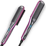 Haarglätter Bürste, Glättbürste Hitzebeständigen Haarglättung Kamm, 3 Temperaturgrade, nach 30s Einsatzbereit, Keramikplatten Glättungbürste Bürste für den Heimgebrauch, Reise und S