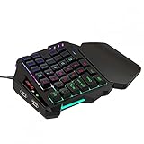 Einhändige Gaming Tastatur,Kabelgebundene Mechanische Tastatur Mit 35 Tasten, Mechanische USB Gaming Tastatur,Ergonomisches Desig