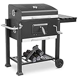 Grillwagen, Holzkohlegrill, Grill XXL, inkl.3 Grillrost, Öffner, Aschenbecher, Ablagen mit Haken, verstellbare Kohleblech & Aktivbelüftung und 2 Räder,113x53,5x100 cm,Leicht zu beweg
