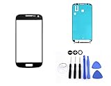 R.P.L. FRONTGLAS SET passend für SAMSUNG Galaxy S4 mini Schwarz Black i9195 / Frontglas / Glas / Displayglas / LCD Reparatur / LCD Display / Klebefolie / Glass Replacement / 8 - Teiliges Werkzeugset TOOLS