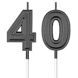 40. Geburtstag Kerzen Kuchen Nummer Kerzen Alles Gute zum Geburtstag Kuchen Topper Dekorationen für Geburtstag Hochzeit Jahrestag Feier Zubehör (Schwarz)