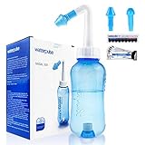 Nasendusche mit Salz,ForeverCover Neti Pot zum Spülen der Nase, 300 ml Neti Pot Sinus Spülung mit 30 Beutel Nasenspülsalz und Thermometer-Aufkleber, Neti Pot Kit für Erwachsene & Kinder (300 ml)