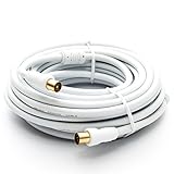 PremiumX 25m Basic-LINE TV Antennenkabel IEC-Anschlusskabel Koaxial-Kabel mit Mantelstromfilter HDTV 4K - Weiß (0,72EUR/M)